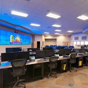 Computers in a control center.