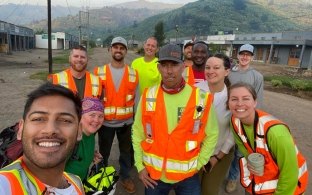 Group of people taking a selfie