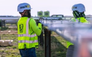 Construction workers at a solar jobsite.
