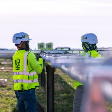 Construction workers at a solar jobsite.