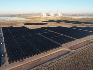 Aerial view of a solar field