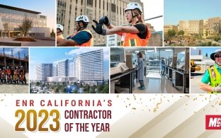 Compilation of photos of McCarthy people and projects honoring the ENR California Contractor of the Year award.