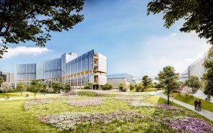 Exterior ground-level rendering of the Children's NPC building.