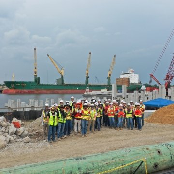 Intern group at a jobsite tour at Port Beaumont