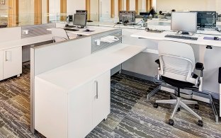 A group of work station desks at the J. Craig Venter Genome Lab.