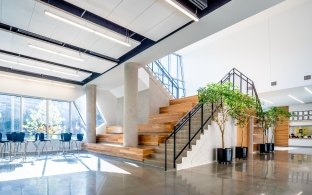 The first floor landing at Kinder High School.
