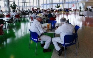 The MARS staff enjoys lunch in the spacious break room.