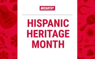 Graphic with text "Hispanic Heritage Month" with a themed texture related to HHM.