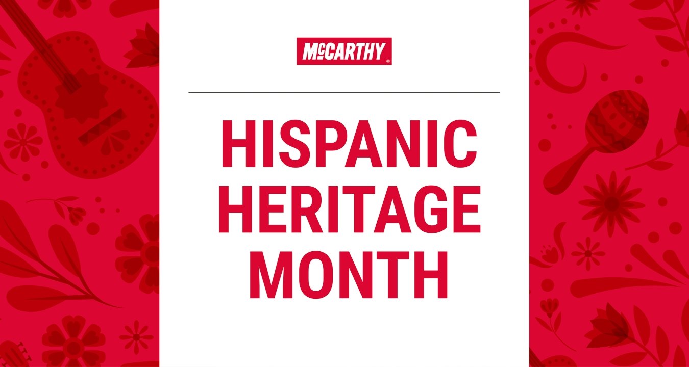 Graphic with text "Hispanic Heritage Month" with a themed texture related to HHM.