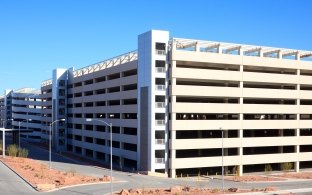 Exterior view of the parking garage.