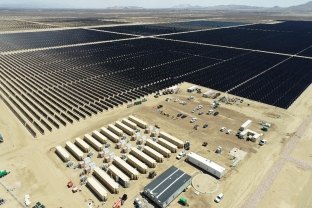 Aerial view of solar panels at the Rabbitbrush project.