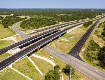 Aerial view of a highway.