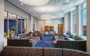 A common space where people can lounge on couches