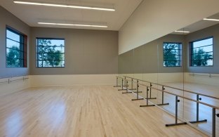 Dance art inside performing arts building.