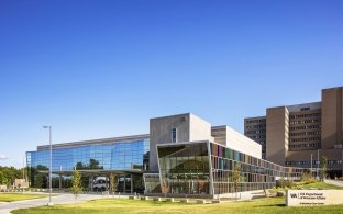 A landscape view of the Omaha VA Ambulatory Hospital.
